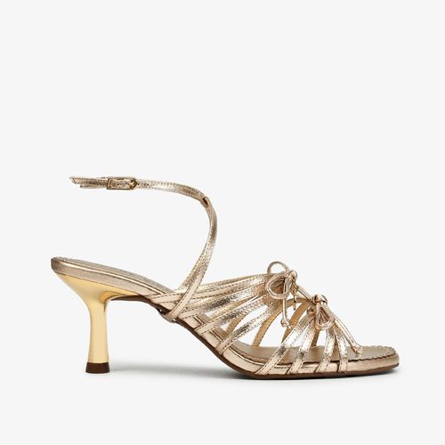 Calçado Aberto Feminino Sandália Couro Floter Fresh Metal Ouro