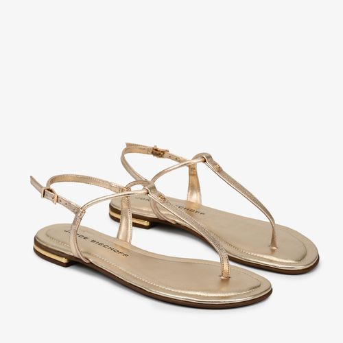 Calçado Aberto Feminino Sandália Couro Floter Fresh Metal Ouro