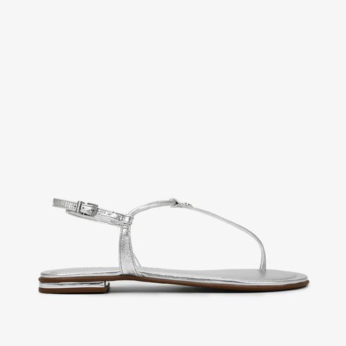 Calçado Aberto Feminino Sandália Couro Floter Fresh Metal Prata