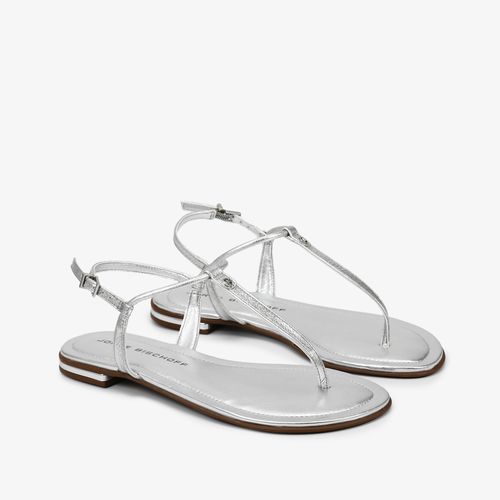 Calçado Aberto Feminino Sandália Couro Floter Fresh Metal Prata