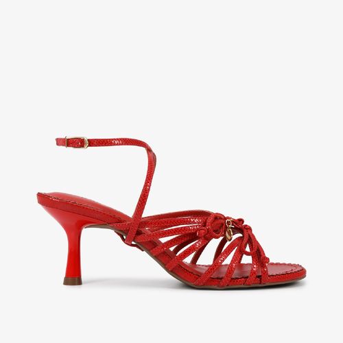 Calçado Aberto Feminino Sandália Couro Mini Snake Rubi