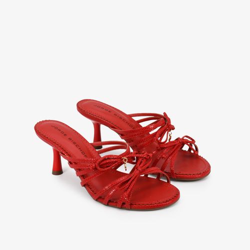 Calçado Aberto Feminino Sandália Couro Mini Snake Rubi