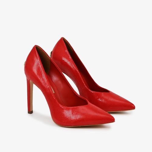 Calçado Fechado Feminino Scarpin Couro Mini Snake Rubi