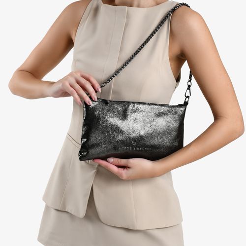 Carry On Feminino Bag Hobo Couro Tela Metal Grafite