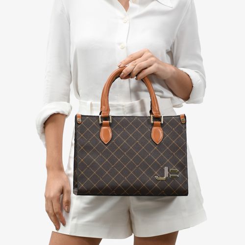 Bolsa Tote Marrom Caramelo Amêndoa Monograma Jb