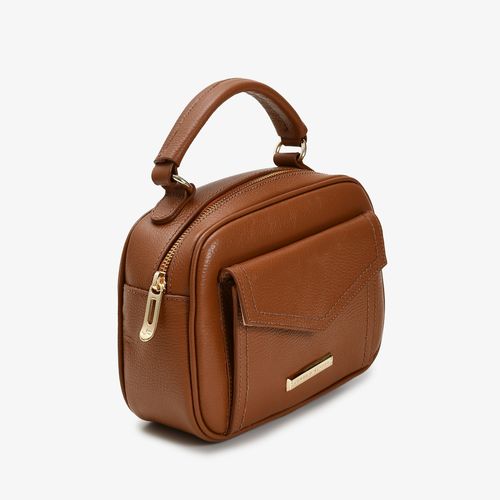Bolsa Transversal Marrom Caramelo Couro