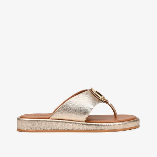 Calçado Aberto Feminino Chinelo Couro Floter Fresh Metal Ouro