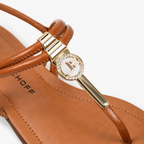 Calçado Aberto Feminino Sandália Couro Floter Fresh Amendoa