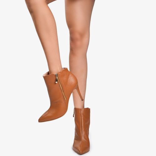 Bota Marrom Caramelo Cano Curto Couro