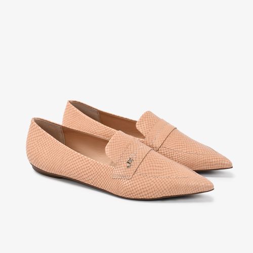 Sapatilha Nude Bico Fino Couro