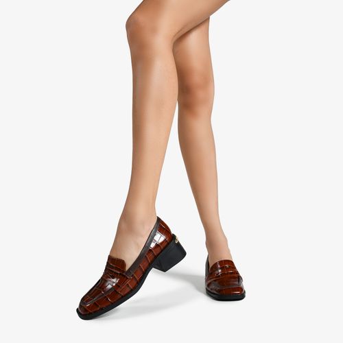 Loafer Marrom Terroir Couro Croco