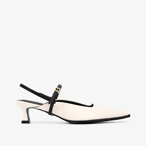 Slingback Preto Branco Cordilheira Couro