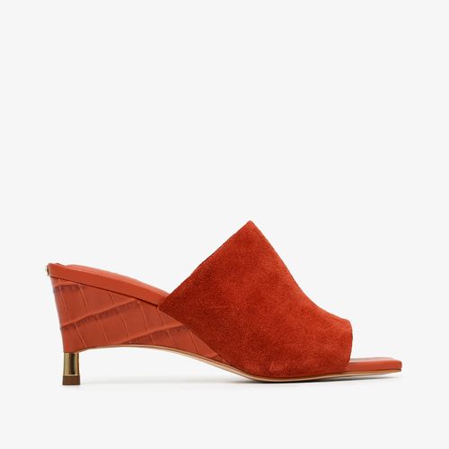 Tamanco Caramelo Andina Camurça Couro Croco