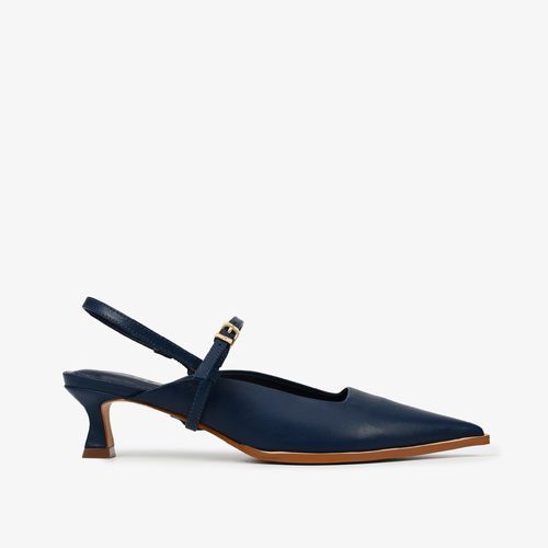 Slingback Marinho Uco Couro