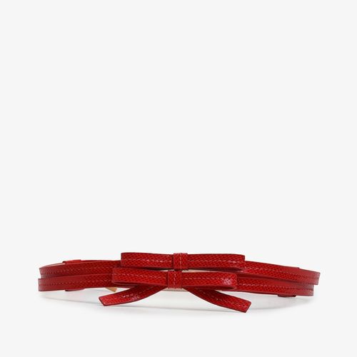 Cinto Vermelho Rubi Laço Snake Couro