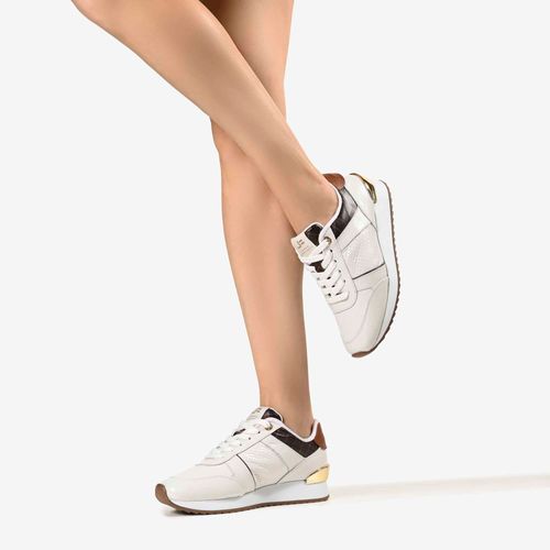 Tênis Jogger Branco Caramelo Monograma Couro