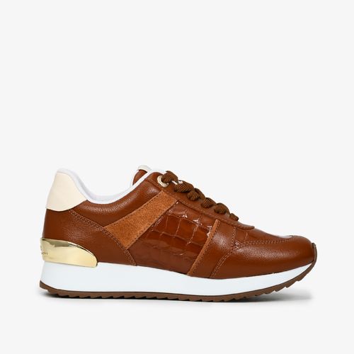 Tênis Jogger Marrom Tabaco Couro Croco