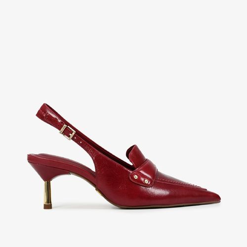 Slingback Vinho Cabernet Bico Fino Couro Caseinado