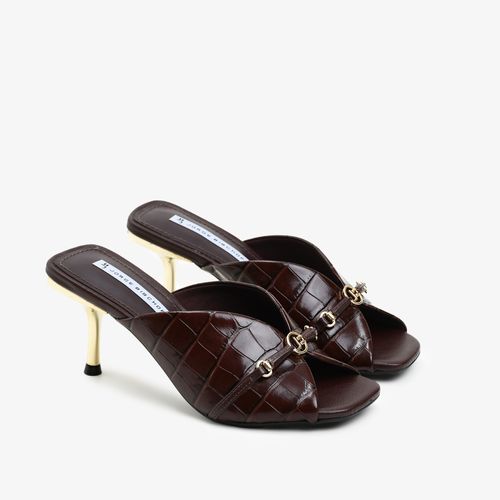 Tamanco Marrom Florença Couro Croco