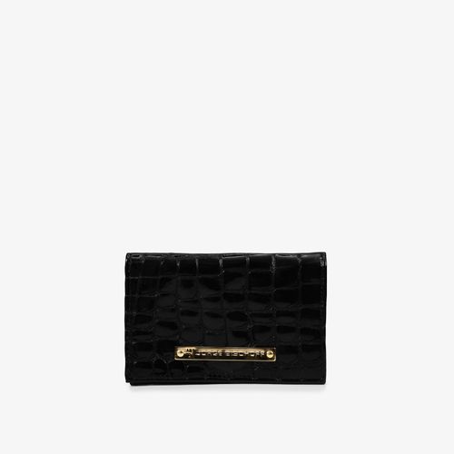 Carteira Envelope Preto Couro Croco