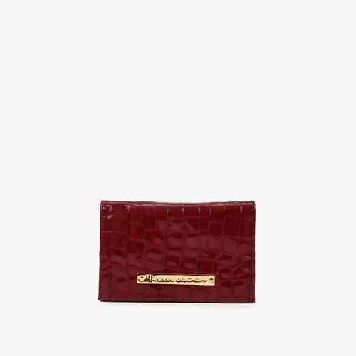 Carteira Envelope Vinho Cabernet Couro Croco