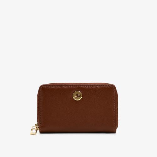 Carteira Zíper Marrom Tabaco Couro