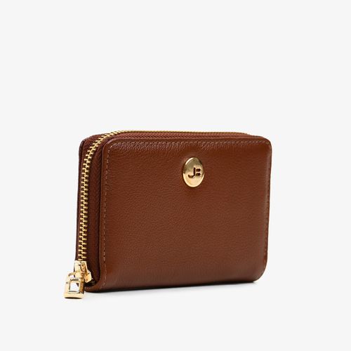 Carteira Zíper Marrom Tabaco Couro