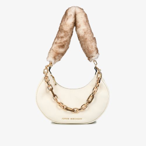 Bolsa De Ombro Off White Cordilheira Alça De Pelo Removível Couro