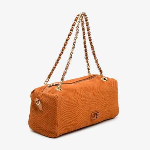 Bolsa De Ombro Caramelo Tanino Couro Snake