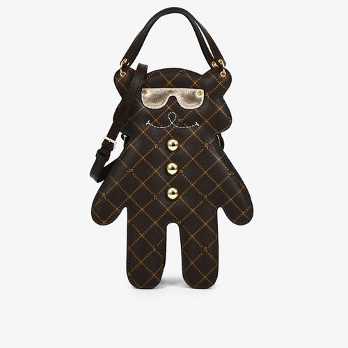 Bolsa Transversal Abraço De Urso Marrom Café Monograma Couro