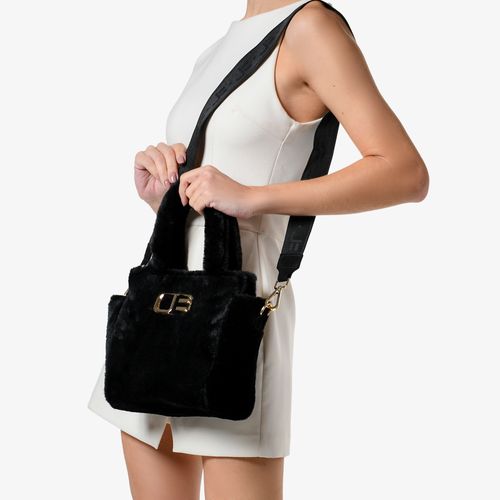 Bolsa Tote Preto Pelo Alça Gorgorão