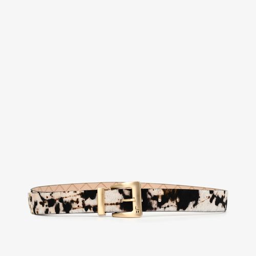 Cinto Pelo Cow Print Natural Couro