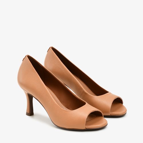 Peep Toe Caramelo Álamo Salto Fino  Couro