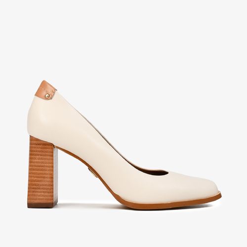 Scarpin Salto Bloco Preto Couro