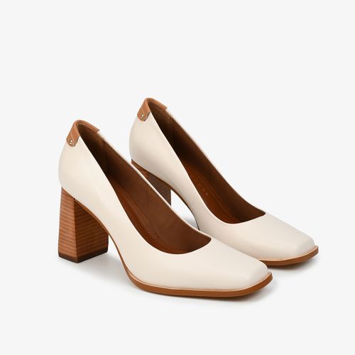 Scarpin Salto Bloco Preto Couro