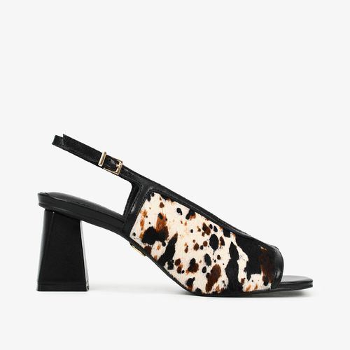 Sandália Cow Print Natural Couro