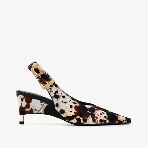 Slingback Cow Print Natural Couro