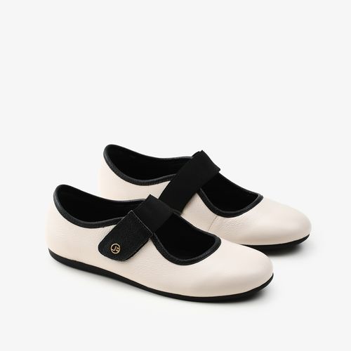 Sapatilha Off White E Preto Couro