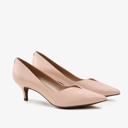 Scarpin Nude Rose Couro Snake