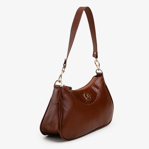 Bolsa Baguete Marrom Tabaco Couro