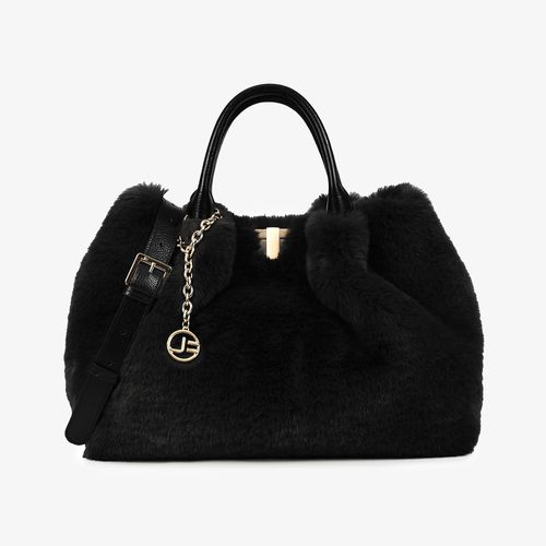Bolsa Tote Pelo Preto Alça Couro