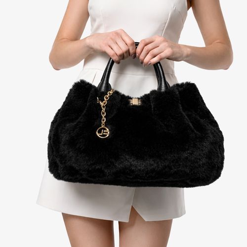 Bolsa Tote Pelo Preto Alça Couro