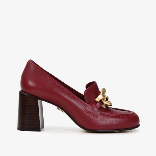 Scarpin Salto Bloco Vinho Cabernet Couro