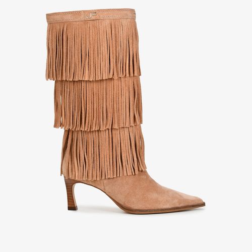 Bota Cano Alto Franja Removível Caramelo Álamo Camurça