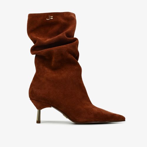 Bota Cano Médio Marrom Tabaco Camurça