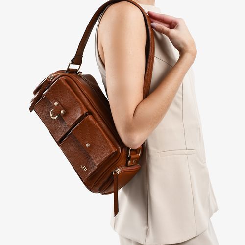 Bolsa Baguete Marrom Tabaco Couro