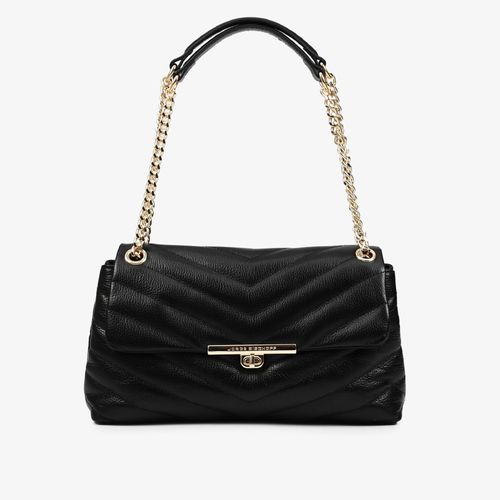 Bolsa De Ombro Preto Matelassê Couro