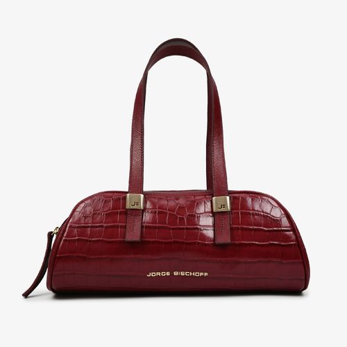 Bolsa Baguete Vinho Cabernet Couro Croco
