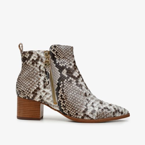 Bota Cano Baixo Nude Natural Cobra Python