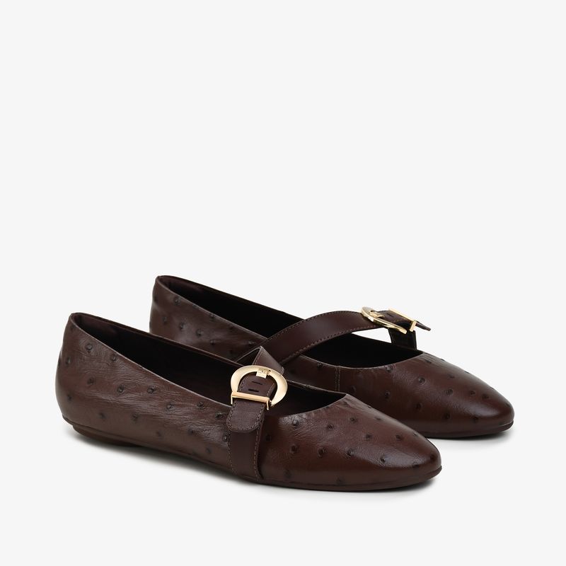 エリ Sapatilha Marrom Café Couro Avestruz - Jorge Bischoff | Sapatos